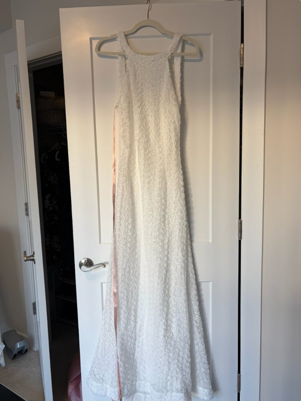BRAND NEW White Textured Backless Maxi Dress
